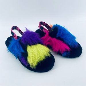 UGG Fluff Yeah Party Lamb Fur Slide Sandals Size US 6 EU 47 Multicolor 1125006